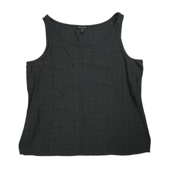 Eileen Fisher Linen Vicose Blend Sleeveless Textured Woven Tank - Picture 1 of 4